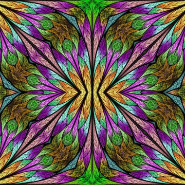 Renkli çiçek desenleri, vitray şeklinde. Davetiyeler, defter kılıfları, telefon kılıfları, kartpostallar, duvar kağıtları için kullanabilirsin. Pembe, yeşil. Yaratıcı tasarım için sanat.