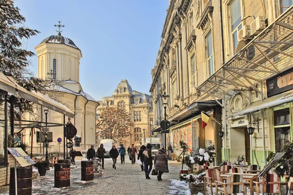Bukareszt Rumunia Stycznia 2019 Stare Miasto Bukareszcie Ulica Bukareszcie Centrum — Zdjęcie stockowe