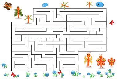 Okul öncesi çocuklar için komik bir labirent oyunu. Anaokulu çağındaki çocuklar için mantıksal eğitimin gösterimi.