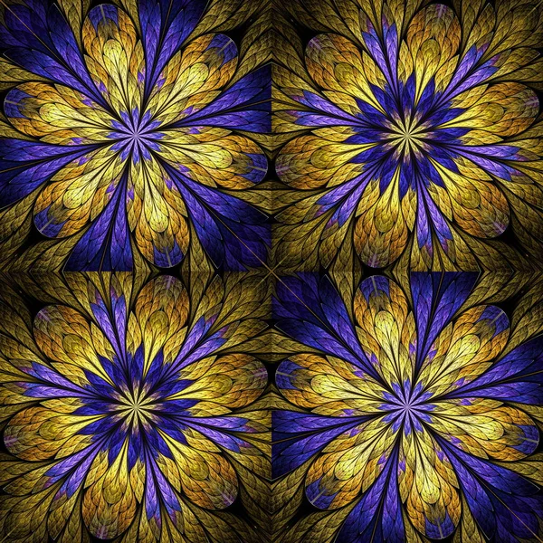 Beautiful Floral Pattern Stained Glass Window Style Purple Gold You — Stock Photo, Image