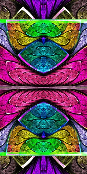 Multicolored Symmetrical Geometric Pattern Stained Glass Style You Can Use — Stock Photo, Image