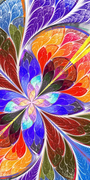 Різнокольорова Красива Фрактальна Квітка Вітражному Стилі Можете Використовувати Його Запрошень — стокове фото