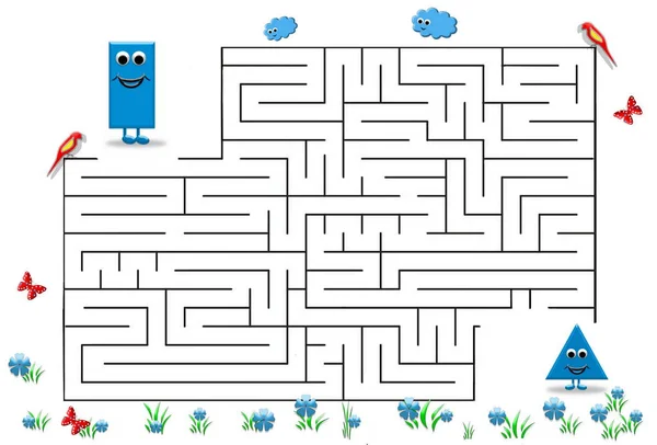 Jeu Labyrinthe Drôle Pour Les Enfants Âge Préscolaire Illustration Éducation — Photo