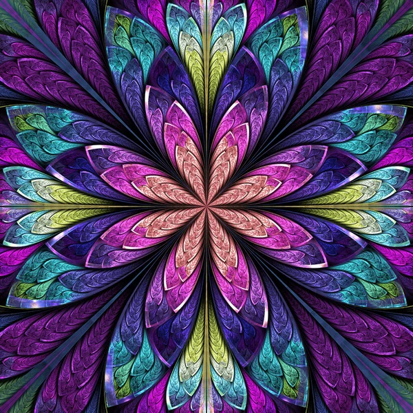 Beautiful Fractal Flower Stained Glass Window Style You Can Use — Stock Photo, Image
