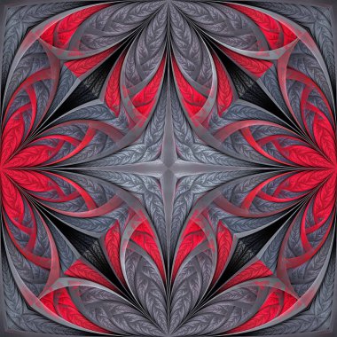 Güzel çiçek deseni. Kırmızı, gri. Vitray pencere, fayans, mozaik, seramik, defter kılıfları, telefon kılıfı, kartpostallar, duvar kağıtları için kullanabilirsiniz. Yaratıcı tasarım ve sanat eserleri.