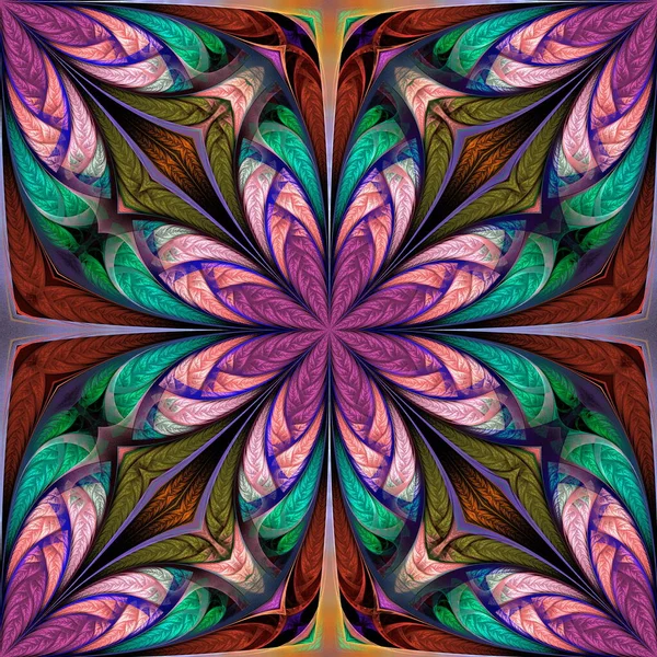 Hermoso Patrón Flores Multicolor Puede Usarlo Para Vidrieras Azulejos Mosaicos — Foto de Stock