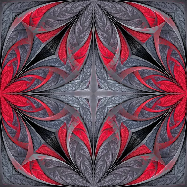 Bellissimo Motivo Floreale Rosso Grigio Possibile Utilizzarlo Vetrate Piastrelle Mosaico — Foto Stock