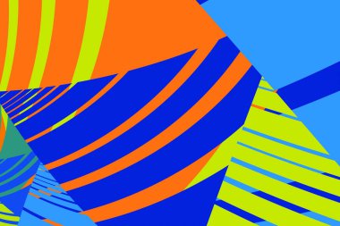 Soyut düz geometrik ve eğri çok renkli arkaplan. Retro tarzı. Web sayfası, tebrik kartı ve poster tasarımı için şablon.