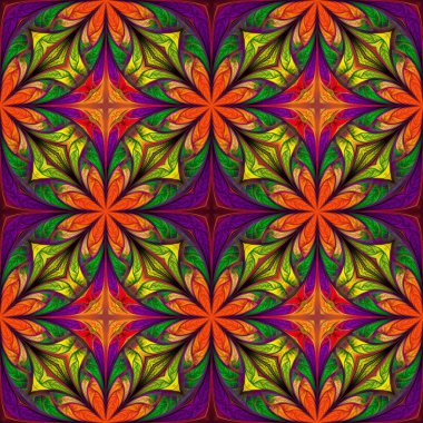 Kusursuz, çok renkli çiçek deseni. Vitray pencere, fayans, mozaik, seramik, defter kılıfları, telefon kılıfı, kartpostallar, duvar kağıtları için kullanabilirsiniz. Yaratıcı tasarım ve sanat eserleri.