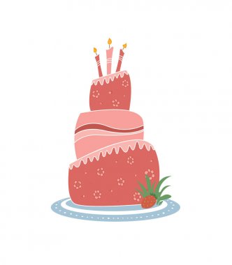 Doğum günü pastası - vektör pembe