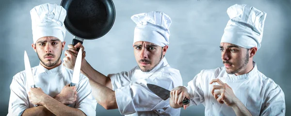 Três mesmo chefs — Fotografia de Stock