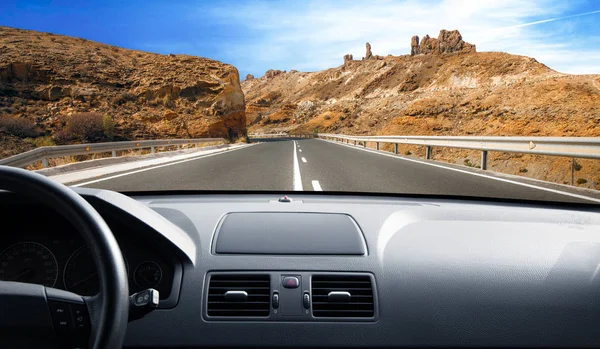Road from inside the car — Stock Photo, Image