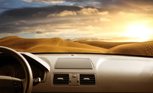 Road from inside the car — Stock Photo, Image