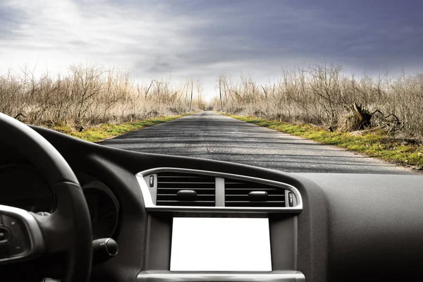 Road from inside the car — Stock Photo, Image