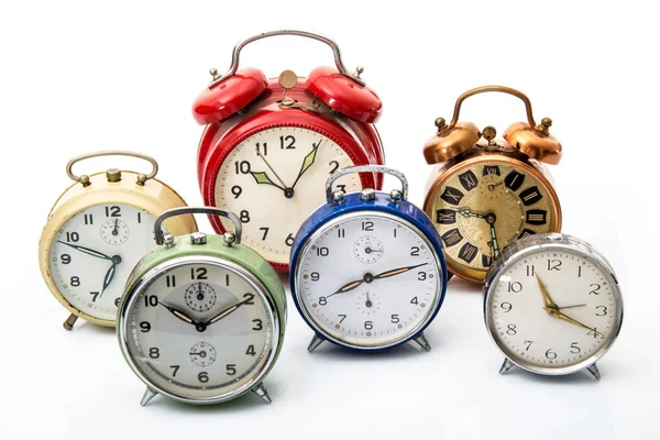 많은 오래 된 알람 시계 — 스톡 사진