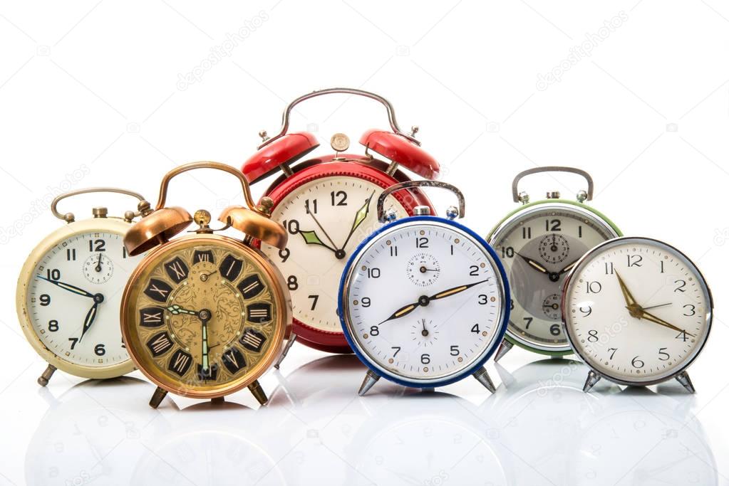 many old alarm clocks