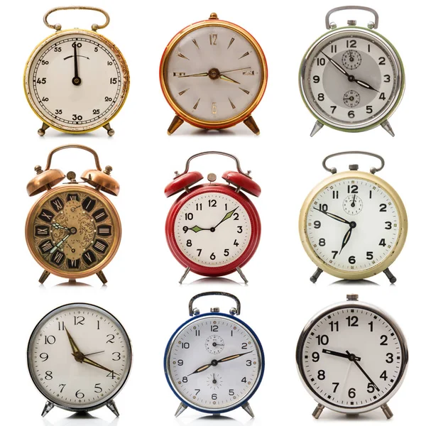 Muitos relógios de alarme antigos — Fotografia de Stock