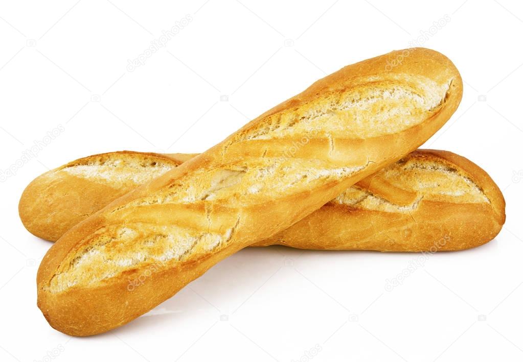 french baguette on white background