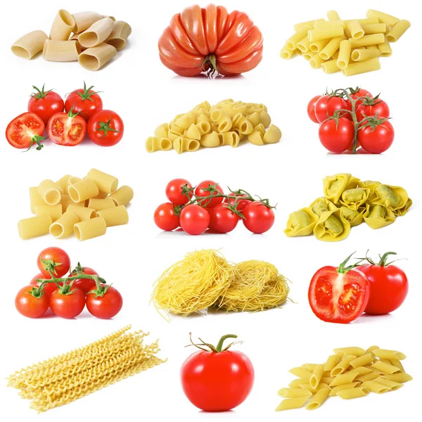 Pasta italiana con collage di pomodori — Foto Stock