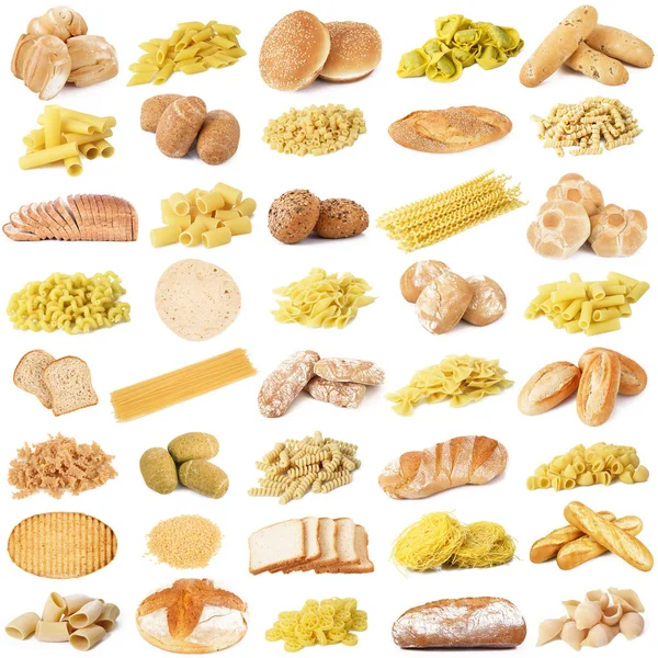 Original italian pasta and bread collage — Stock Photo, Image