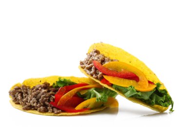 Beyaz arka plan üzerinde Meksika tacos