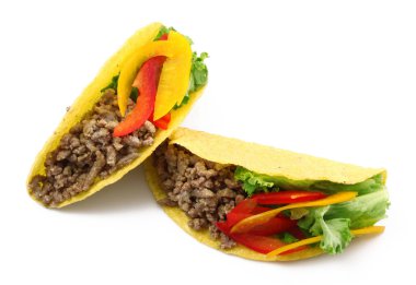 Beyaz arka plan üzerinde Meksika tacos