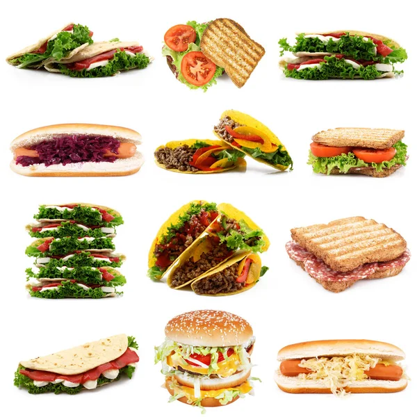 Sandwich collection on white background — Stock Photo, Image