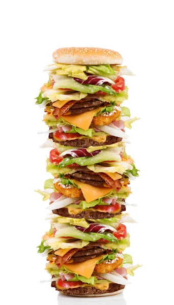 Big sandwich with salade and hamburger — Stock Photo, Image