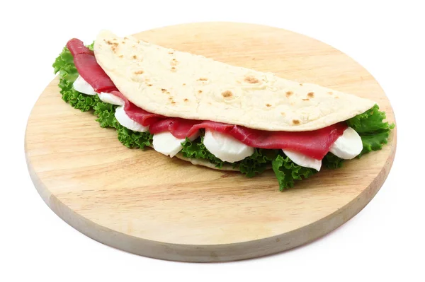 Italian flat bread on white background — Stock Photo, Image