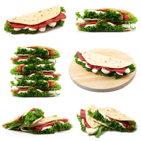 Italian flat bread collage — Stock Photo, Image