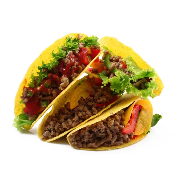 Mexikanische Tacos auf weißem Hintergrund — Stockfoto