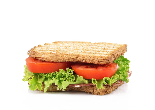 Sandwich with salami and tomato — Stock Photo, Image
