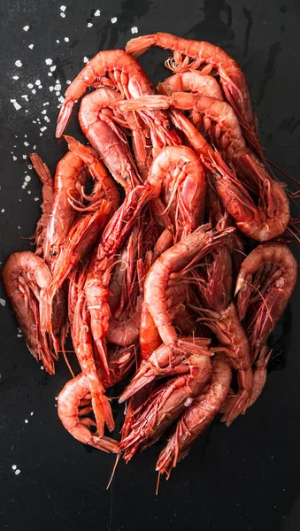 Camarones rojos de Sicilia sobre fondo oscuro — Foto de Stock