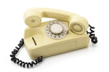 Beyaz arka plan üzerinde eski telefon