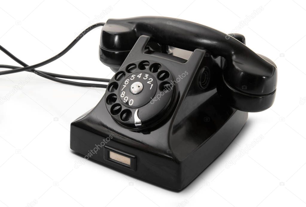 obsolete phone on white background