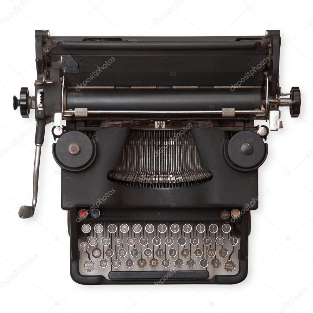 vintage typewriter on white background