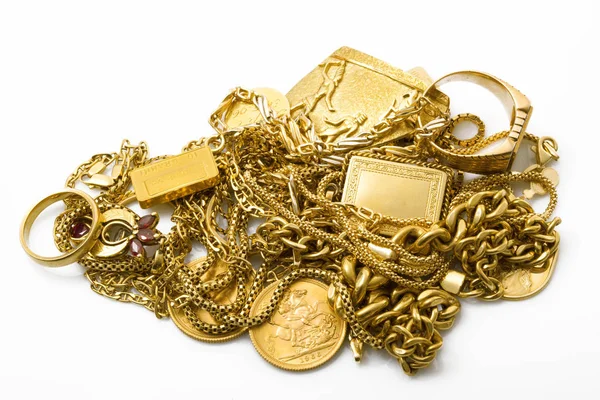 Objects of gold on white background Royalty Free Stock Images