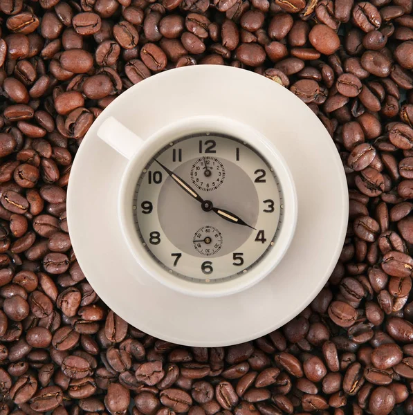 Tazza di caffè con orologio — Foto Stock