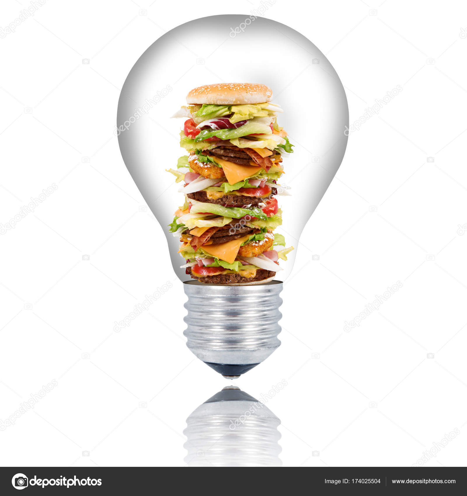 Isolated sandwich light bulb on white background — Stock Photo