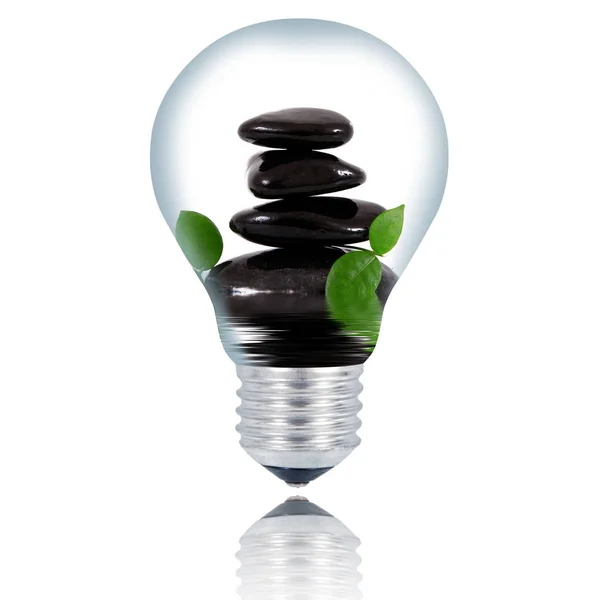 Isolated stone light bulb on white background — Stock Photo, Image