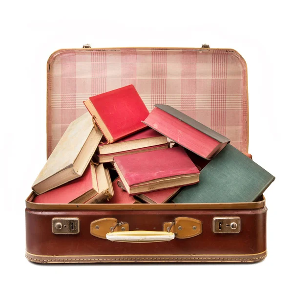 Vintage koffer vol met boeken — Stockfoto
