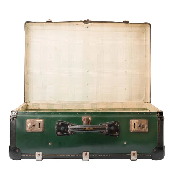 Винтажный чемодан на белом фоне — стоковое фото