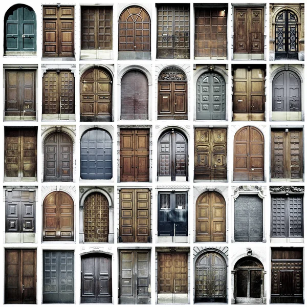 Típicamente vintage puertas de madera collage —  Fotos de Stock