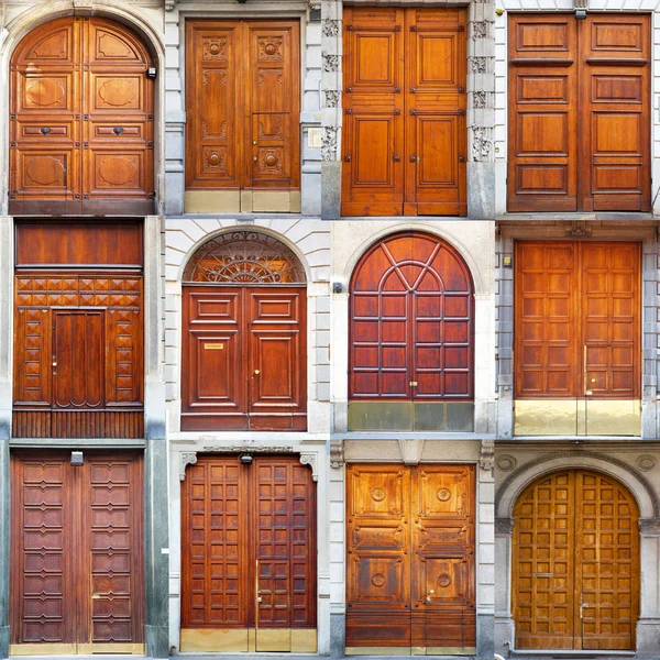 Typowe drzwi drewniane vintage collage — Zdjęcie stockowe