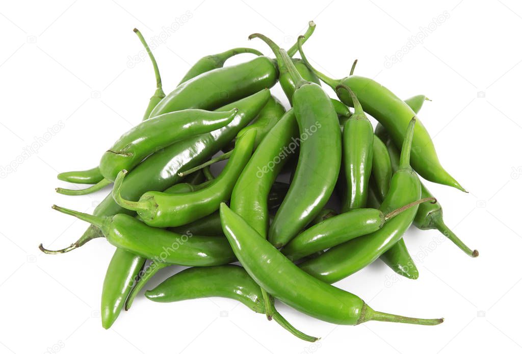 hot peppers on white background