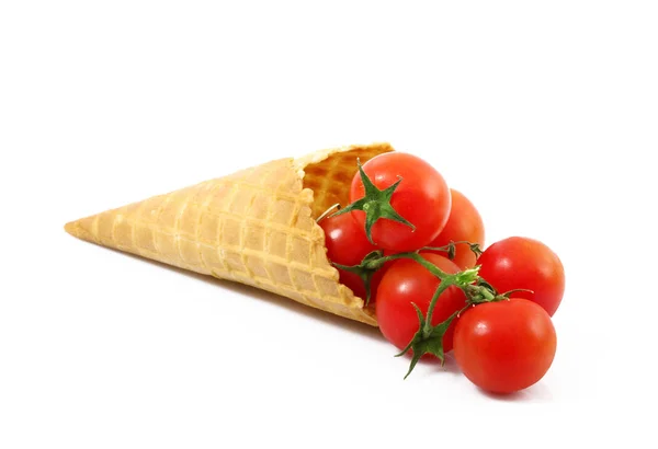 Tomatoes like an ice cream on white background — Stock Photo, Image