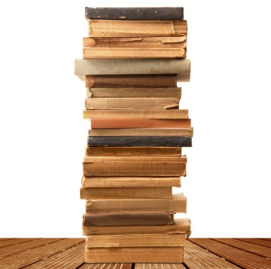 Beyaz arka planda kitap yığını