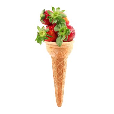 çilek beyaz arka plan üzerinde bir dondurma gibi