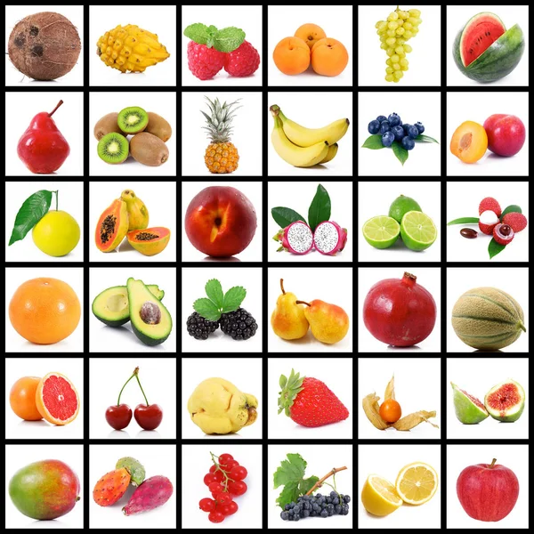 Collage di frutta su sfondo bianco — Foto Stock