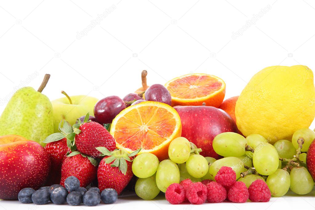 fruit on white background